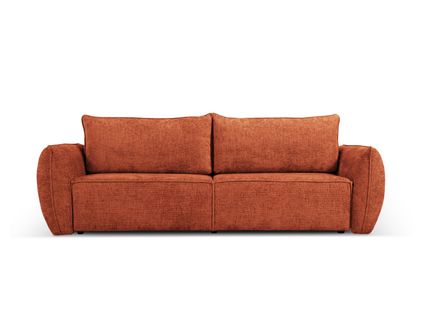 Canapé Convertible Avec Coffre De Rangement "kaelle", 3 Places, Terracotta, Tissu Chenille