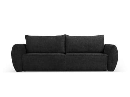 Canapé Convertible Avec Coffre De Rangement "kaelle", 3 Places, Noir, Tissu Chenille