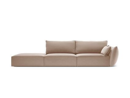 Canapé Gauche "kaelle", 4 Places, Beige, Velours