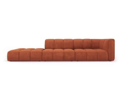 Canapé Modulable Gauche "serena", 4 Places, Orange, Tissu Structurel