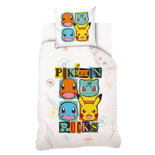 Parure De Lit Pokemon Rocks 100% Coton 140x200 Cm