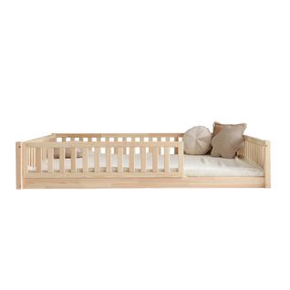 Lit 140x200 Barrière Et Sommier Inclus Pieds 1 Cm Agnès - Bois