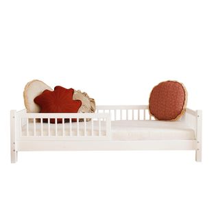 Lit 90x190 Barrière Et Sommier Inclus Pieds 10 Cm Adèle - Blanc