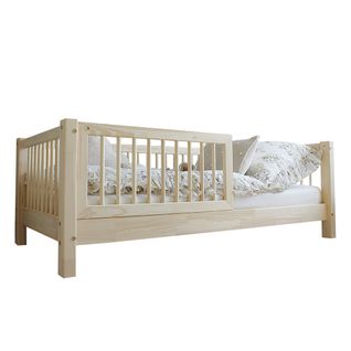 Lit 90x190 Barrière Et Sommier Inclus Pieds 10 Cm Sybil - Bois