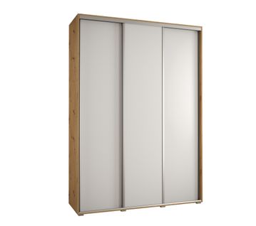 Armoire Davos 1 à Portes Coulissantes 235,2/170/60 3 Portes (artisan/blanc/argent)