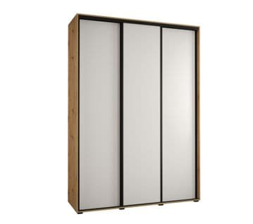 Armoire Davos 1 à Portes Coulissantes 235,2/180/45 3 Portes (artisan/blanc/noir)