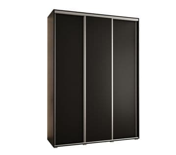 Armoire Davos 1 à Portes Coulissantes 235,2/180/60 3 Portes (noir/noir/argent)