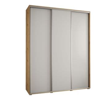 Armoire Davos 1 à Portes Coulissantes 235,2/190/45 3 Portes (artisan/blanc/argent)