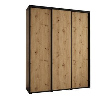 Armoire Davos 1 à Portes Coulissantes 235,2/190/45 3 Portes (noir/artisan/noir)