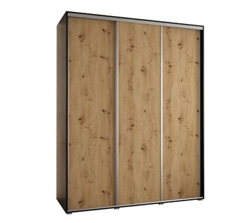 Armoire Davos 1 à Portes Coulissantes 235,2/190/45 3 Portes (noir/artisan/argent)