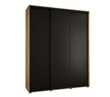 Armoire Davos 1 À Portes Coulissantes 190x60x235.2 Cm - 3 Portes - Noir Et Bois