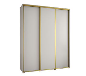 Armoire Davos 1 À Portes Coulissantes 190x60x235.2 Cm - 3 Portes - Blanc Et Or