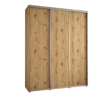 Armoire Davos 1 À Portes Coulissantes 200x45x235.5 Cm - 3 Portes - Bois Et Argent