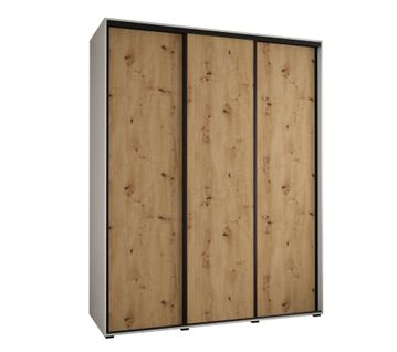 Armoire Davos 1 À Portes Coulissantes 200x45x235.5 Cm - 3 Portes - Bois, Blanc Et Noir