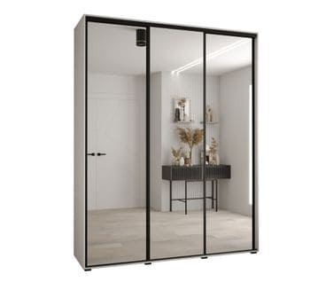 Armoire Davos 2 à Portes Coulissantes 235,2/190/45 2 Portes (blanc/blanc/noir)