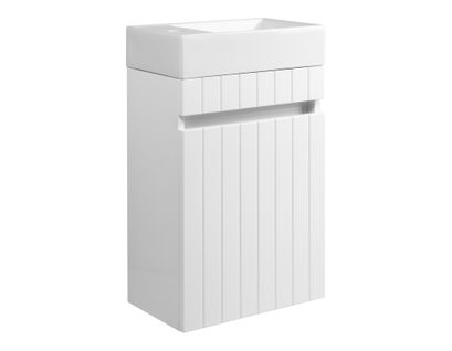 Ensemble Meuble Suspendu Line Blanc Avec Le Lavabo Fika 40 Cm