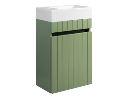 Ensemble Meuble Suspendu Line Couleur Vert Sauge Avec Le Lavabo Fika 40 Cm