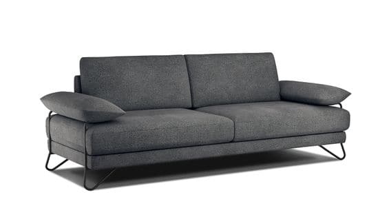 Canapé Droit XXL 3 Places Tissu Gris Foncé - Lori