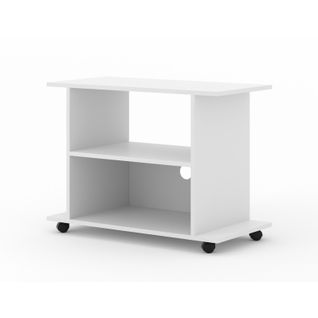 Commode Meuble TV Yogi Blanc 60x80x40 cm (hxlxp) 2étagères Avec Roues De Haute Qualité