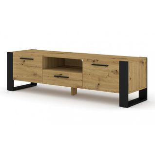 Meuble TV Bas 160 Cm Couleur Chêne Artisan Nuka Commode TV Hi-fi Table