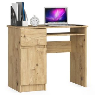 Bureau D'ordinateur Gauche Piksel Chêne Artisan 90 Cm 1 Porte 1 Tiroir Façade Chêne Artisan