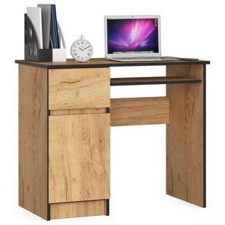 Bureau D'ordinateur Gauche Piksel Chêne Craft 90 Cm 1 Porte 1 Tiroir Façade Chêne Craft