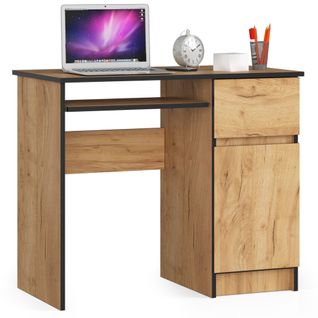 Bureau D'ordinateur Droit Piksel Chêne Craft 90 Cm 1 Porte 1 Tiroir Façade Chêne Craft