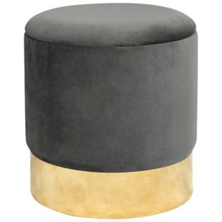 Pouf De Rangement Avec Couvercle Golden Velour Colour Gris Graphite Hauteur 40 Cm