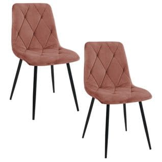 Lot De 2 Chaises Matelassées De Salle à Manger En Velours Sj.3 Rose