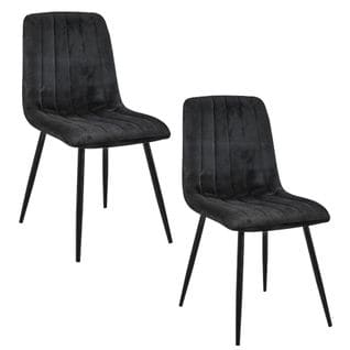 Lot De 2 Chaises Matelassées De Salle à Manger En Velours Sj.9 Noir