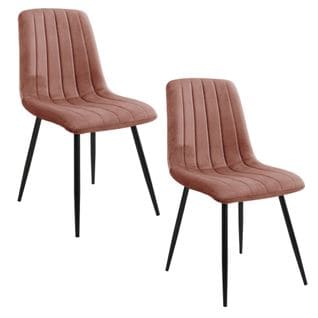 Lot De 2 Chaises Matelassées De Salle à Manger En Velours Sj.9 Rose