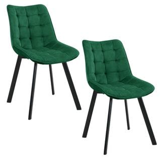 Lot De 2 Chaises Matelassées De Salle à Manger En Velours Sj.28 Vert Bouteille