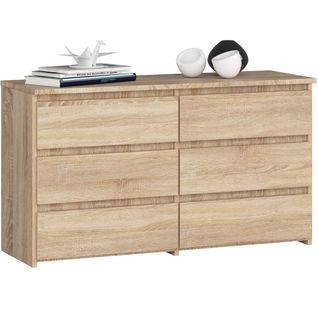 Commode Cl100 Chêne Sonoma 100 Cm 6 Tiroirs Façade Chêne Sonoma 100x35x57 Cm