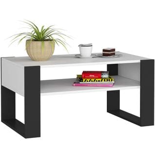 Table à Café Table Basse Domi Blanche 92 Cm Couleur Noir 92x53x45 Cm