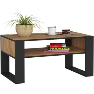 Table à Café Table Basse Domi Chêne Craft 92 Cm Couleur Noir 92x53x45 Cm