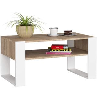 Table à Café Table Basse Domi Chêne Sonoma 92 Cm Couleur Blanc 92x53x45 Cm