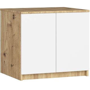 Surmeuble Pour Armoire S60 Chêne Artisan 60 Cm 2 Portes Façade Blanche 2 Étagères 60x51x55 Cm