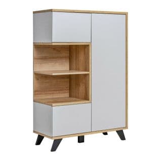 Étagère 2 Niveaux Design "bogota" 134cm Gris et Naturel