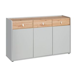 Buffet 3 Tiroirs Design "vivero" 139cm Gris et Naturel