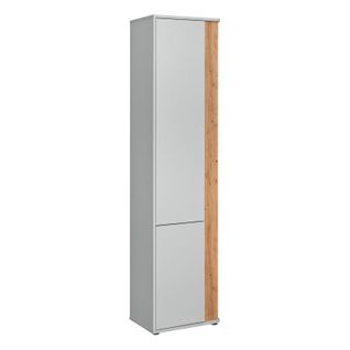 Armoire 2 Portes et 5 Étagères "vivero" 198cm Gris et Naturel