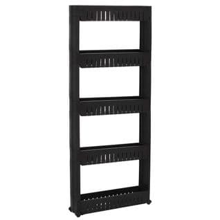 Etagère Mobile, Étagère Salle De Bain, Étagère Sur Pied, 5 Étagères, Support Noir