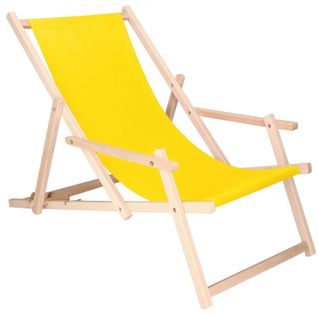 Chaise Longue Avec Accoudoirs Pliante Jaune - Bois Imprégné