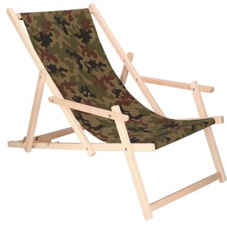 Chaise Longue Avec Accoudoirs Pliante Kaki - Bois Imprégné