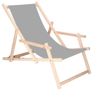 Chaise Longue Avec Accoudoirs Pliante Gris - Bois Imprégné