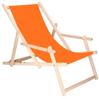 Chaise Longue Avec Accoudoirs Pliante Orange - Bois Imprégné