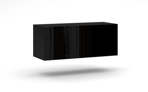 Meuble TV Suspendu Vivo - 100 Cm - Noir/noir Brillant - Style Moderne