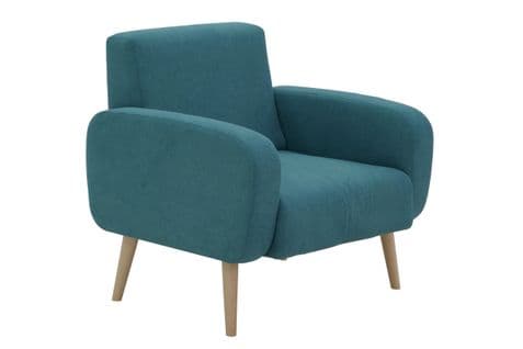 Fauteuil MING tissu bleu canard