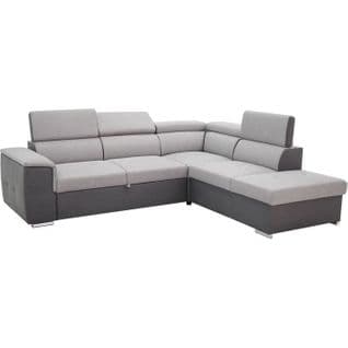 Canapé D'angle Convertible Réversible 5 Places Daytona Tissu Gris Coffre L260 X P218 X H77 Cm