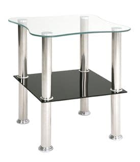 Table D'appoint Optique-inox/noir En Verre Trempé, L40 X P40 X H47 Cm