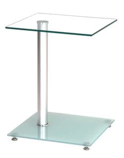 Table D'appoint En Aluminium Alu Avec Plateau En Verre, L40 X P40 X H52 Cm